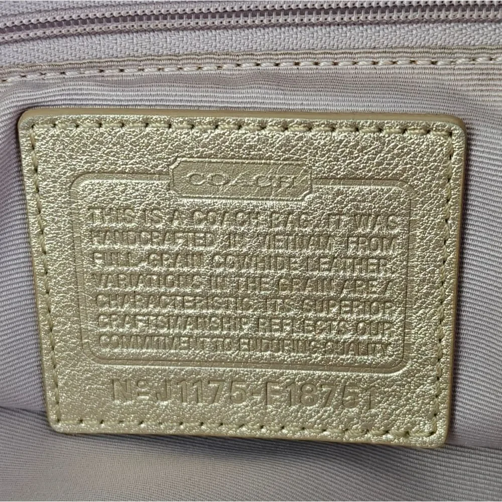 VTG COACH PEARL OFF WHITE GOLD GENUINE LEATHER SHOULDER BAG HANDBAG PURSE TOTE